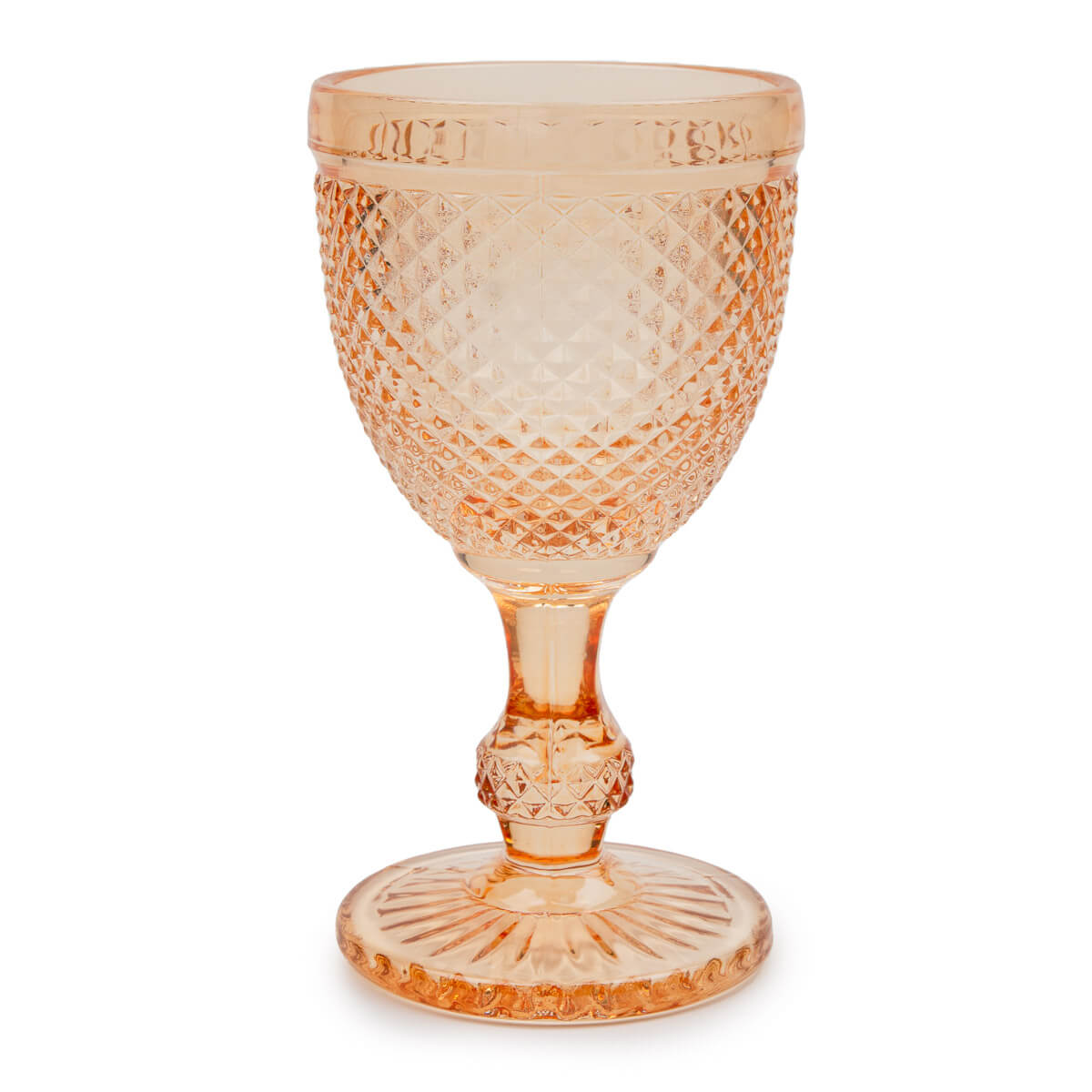 Delicate Peach Diamond Cut Goblet