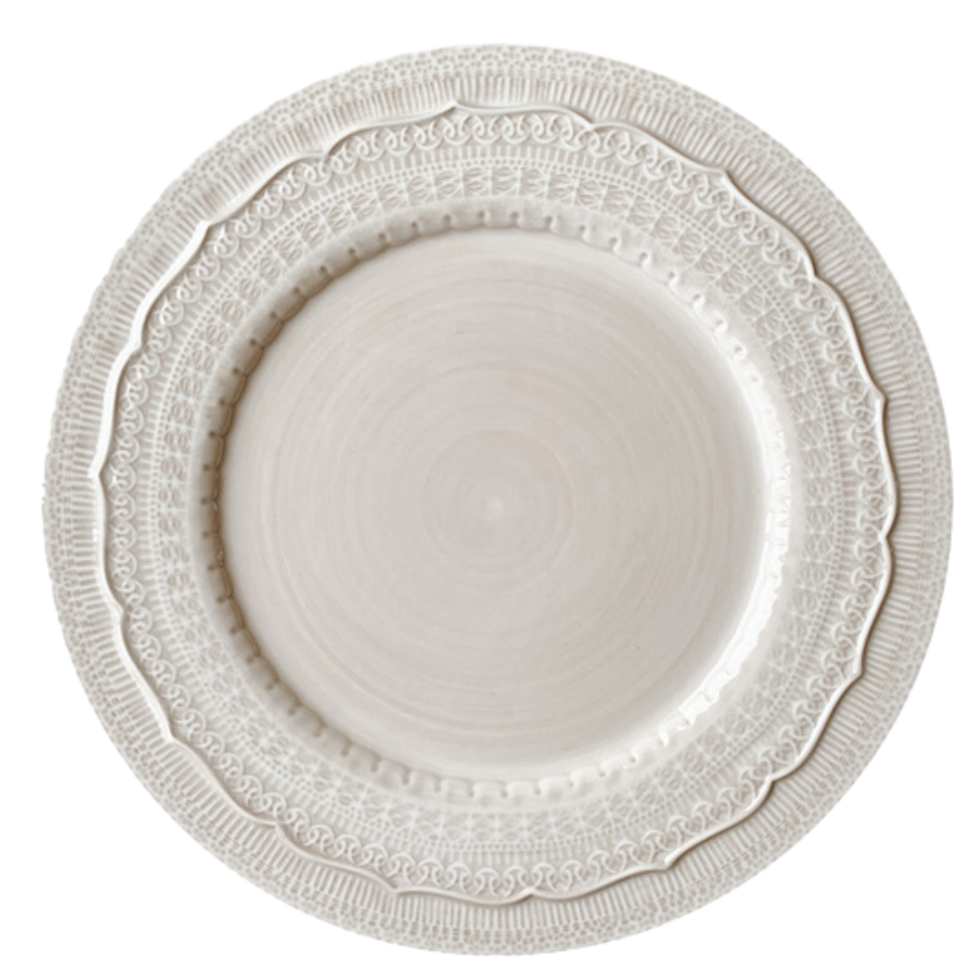 Vintage Embossed Ivory Charger Plate